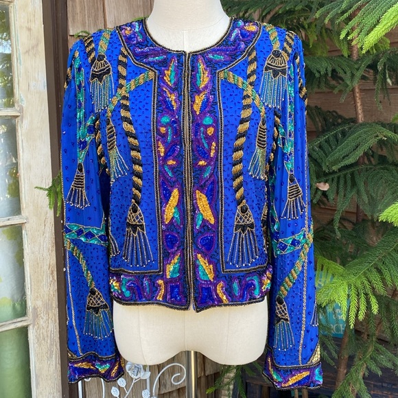 Exquisite Vintage Beaded Evening Jacket or Top SZ M - Picture 2 of 8